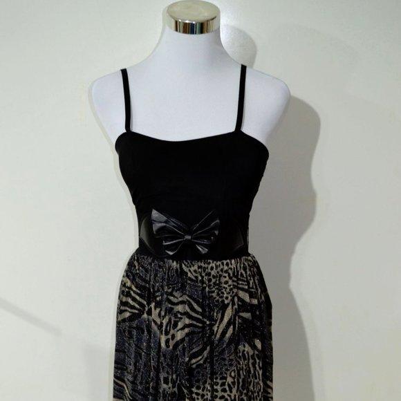 BLACK/BEIGE BABYDOLL DRESS BELT INCLUDED - Picture 3 of 4